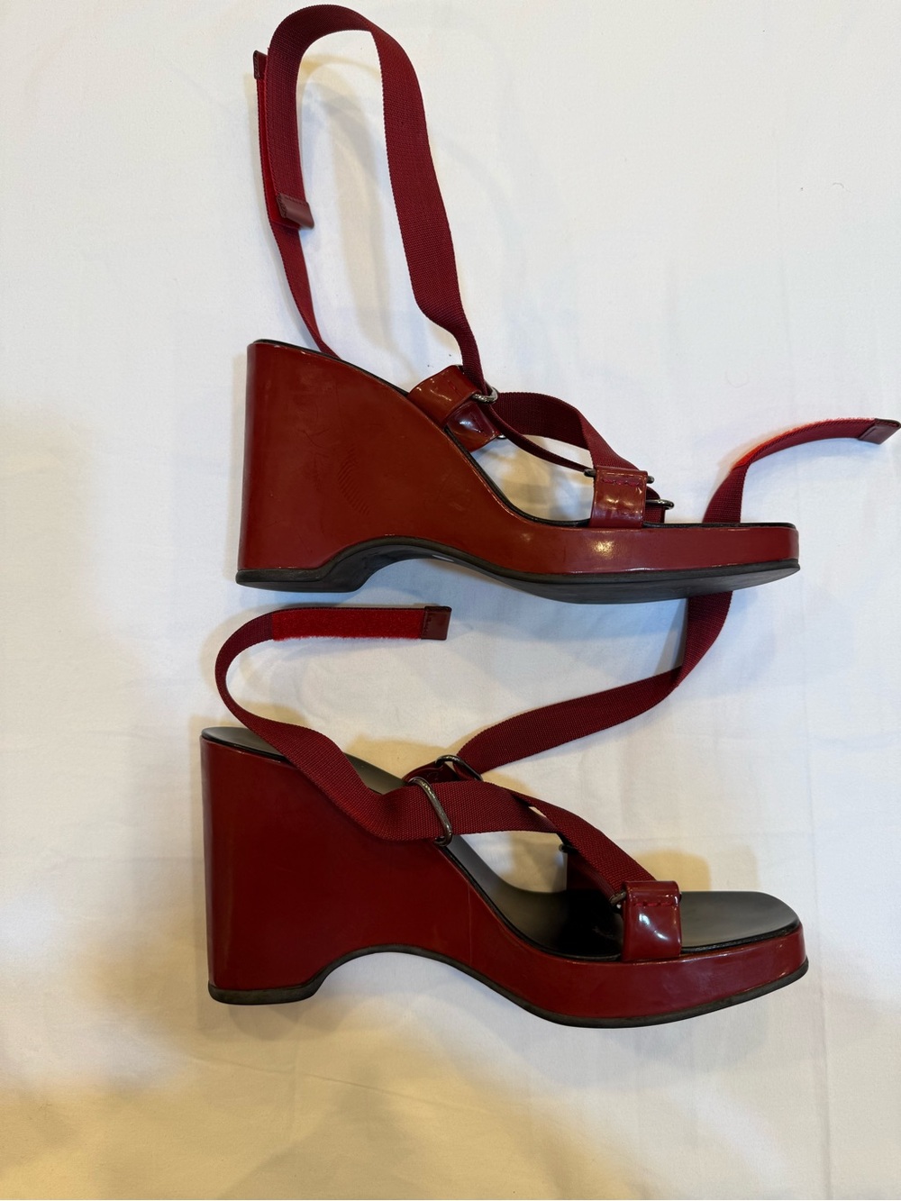 Gucci Burgundy Crisscross Strap Slide Sandals #Y2k - Picture 4 of 6
